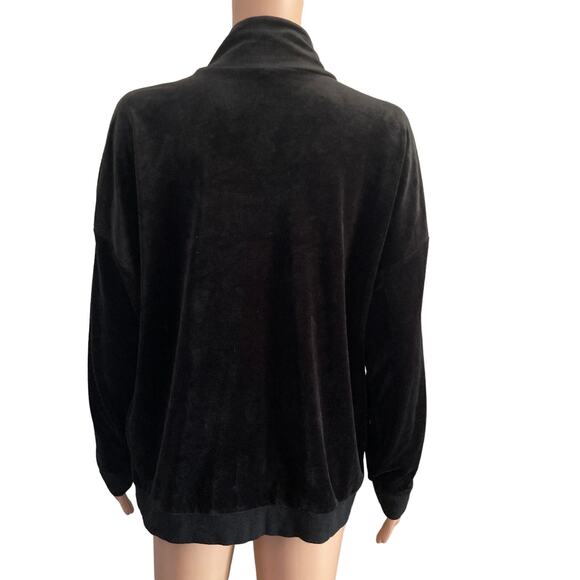 Cable & Gauge Jacket Womens Large Black Velor Full Zip - Picture 2 of 9